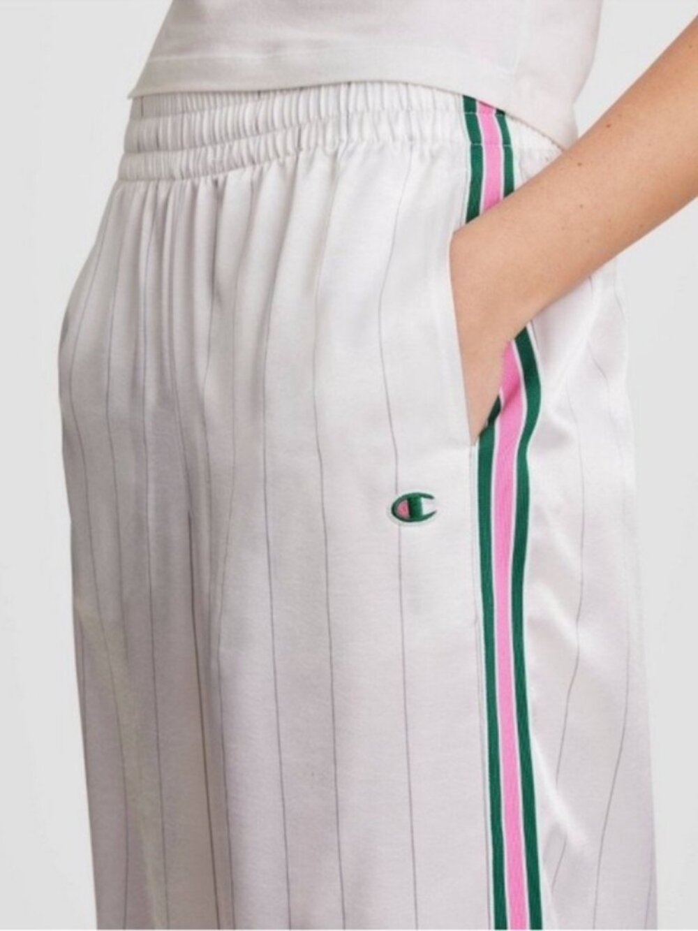 🌻NEW w/tags CHAMPION Game Set Match Pants Pink Green Stripe Size XL Delta Zeta